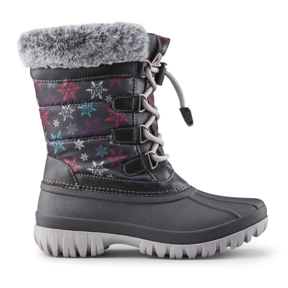 Cougar Kids Snow Boots - Black with Snowflake Design